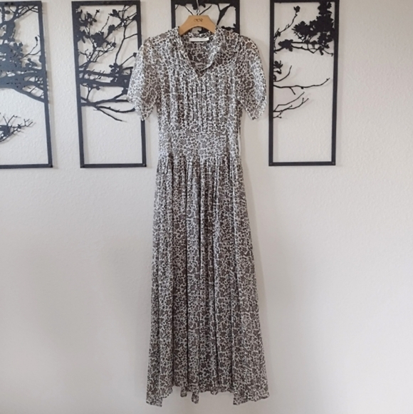 Christy Dawn Winslet Dress Jasmine Rye Brown Cream Floral Print 100% Silk Size S - Picture 11 of 15
